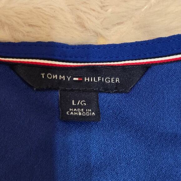 Tommy Hilfiger Blue Colorblock V-Neck Shift Dress, Size Large - Picture 2 of 7